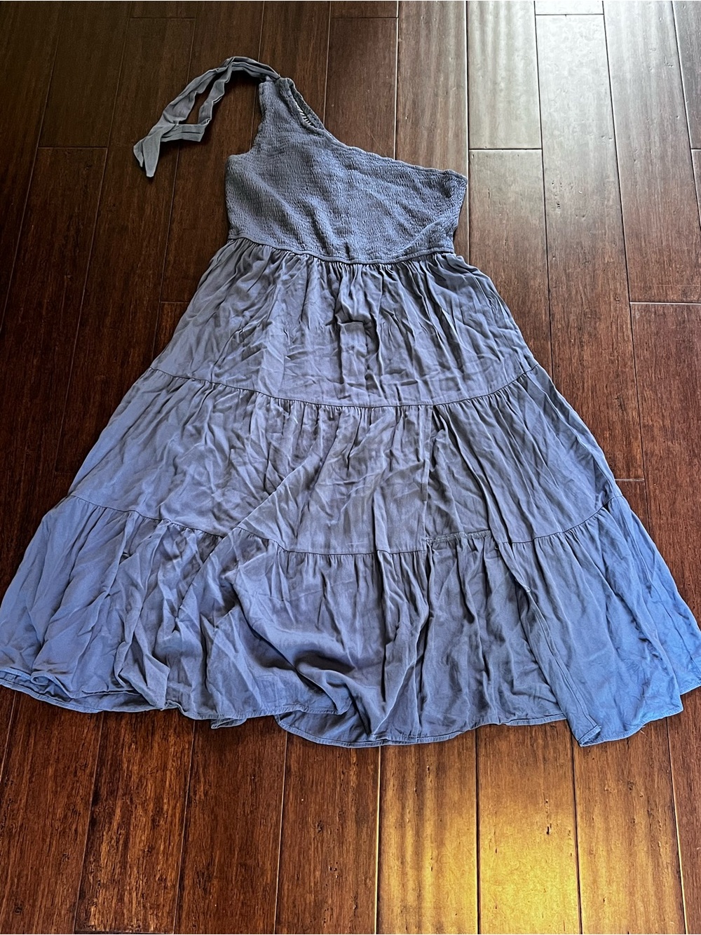 Women’s One-Shoulder Tiered Maxi Dress - Blue